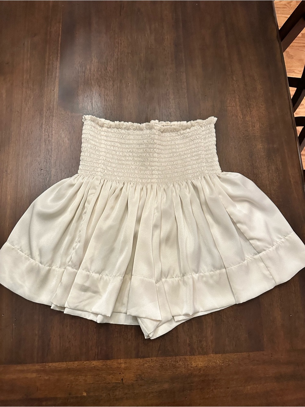 Koch Smocked Waist White Skort-Style Shorts
